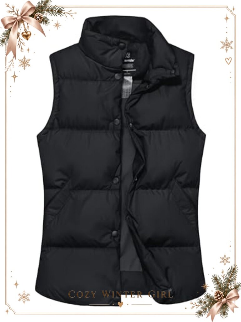 Wantdo Quilted Puffer Vest Sleeveless Snapped Winter Outerwear